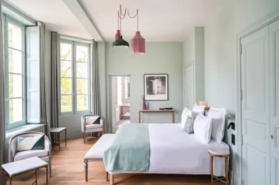 Modern and spacious bedroom at Domaine De Primard Hotel Normandy