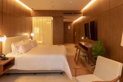 Modern bedroom at El Cielo hotel Medellin