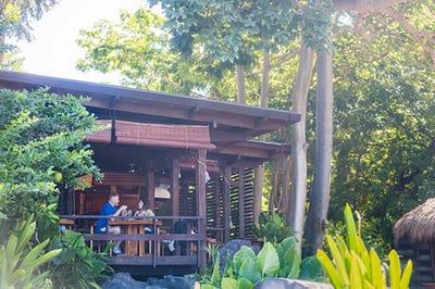 The restaurant aerial at Jicaro Island Lodge