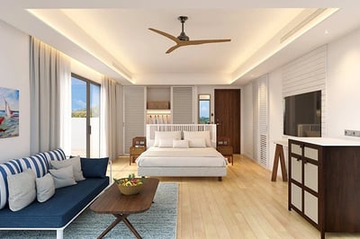 The bedroom of Lagoon Pool Suite Six Senses La Sagesse