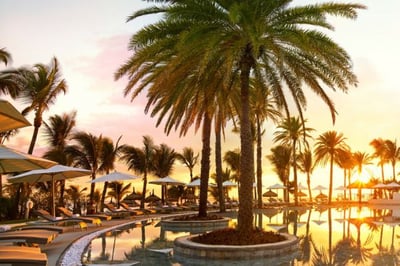 Sunset by the pool