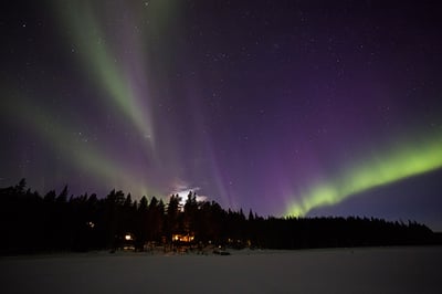 Northern Lights view from Aurora Safari Camp Sweden