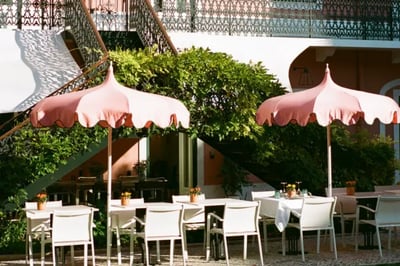 Garden terrace on a sunny day at Palacio Principe Real
