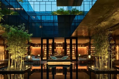 Modern lobby of PuXan Hotel & Spa Beijing China