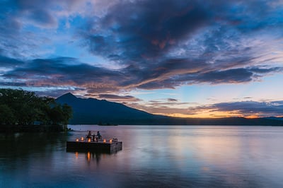 Romantic dinner on the lake at Jicaro Island Lodge