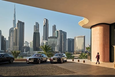 The doorman when welcoming you to enter The Lana, Dorchester Collection, Dubai