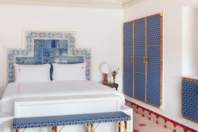 blue boutique hotel room in portugal