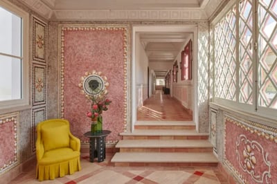 intricate hallway of a boutique hotel in portugal