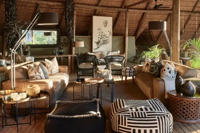 Communal living room at Victoria Falls Luxury Safari Camp
