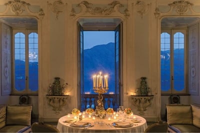 Private dinner by candlelight at Villa Sola Cabiati at dusk