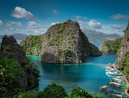 14 Boat in a bay of water in the Philippines
