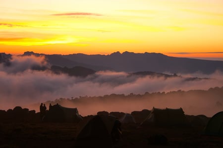 7 Three giraffe on Kilimanjaro mount background in National park of Kenya, Africa