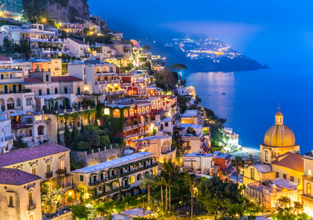 2 View from a cliff on the island of Capri, Italy, and rocks in the sea