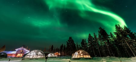 3 Northern Lights above waters edge