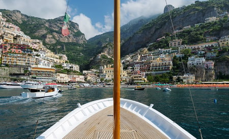 3 View from a cliff on the island of Capri, Italy, and rocks in the sea