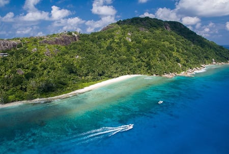 5 Seychelles famous shark beach - aerial photo