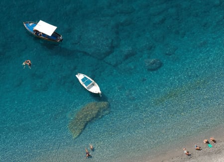 6 View from a cliff on the island of Capri, Italy, and rocks in the sea