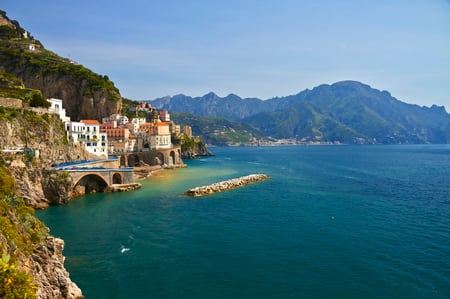 7 View from a cliff on the island of Capri, Italy, and rocks in the sea