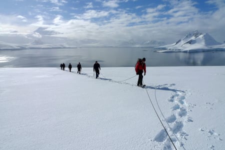 7 Beautiful snow-capped mountains against the blue sky in Antarctica