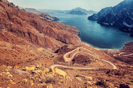 8 Aerial landscape Khasab, Musandam Peninsula, Oman