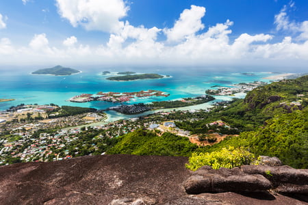 1 Seychelles famous shark beach - aerial photo