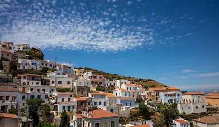 1 Stunning morning panorama of Santorini island.