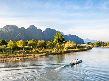 2 Pak Ou buddhist caves, rock formations, river boat along Mekong River, Luang Prabang, Laos