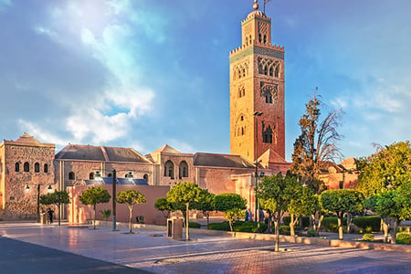 9 View of Koutoubia Mosque and garden in Marrakesh, Morocco