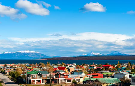 1 The Torres del Paine National Park sunset view. mountains, glaciers, lakes, and rivers in southern Patagonia, Chile