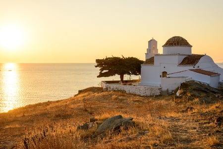 6 Stunning morning panorama of Santorini island.