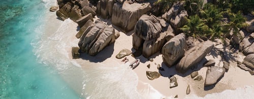Seychelles beach with boulders