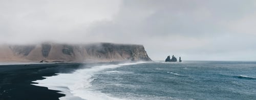 Misty black beaches in Iceland