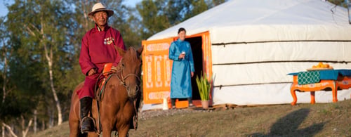 Camping with nomadic people in traditional gers in Mongolia