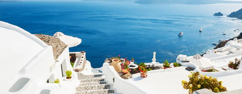 White architecture on Santorini island, Greece.