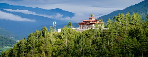 Scenic Bumthang Bhutan. A typical architectural structure of Bhutan.