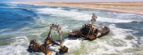 Ship Wreck along the Skeleton Coast in Western Namibia