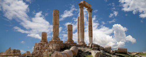 Temple of Hercules, Roman Corinthian columns at Citadel Hill, Amman, Jordan