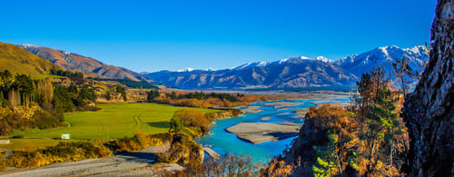 Hurunui river in Southern Alps, Canterbury, New Zealand
