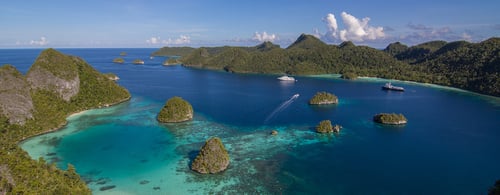 Tropical West Papua New Guinea Raja Ampat on a tropical sunny day
