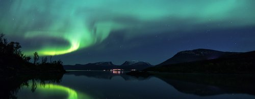 Northern Lights over Abisko National Park in Swedish Lapland. One of the best place to see the Aurora Borealis
