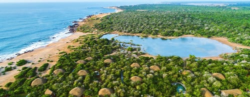 Aerial View of Uga Chena Huts in Sri Lanka