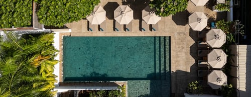 Aerial image of Fort Bazaar hotel in Galle Fort