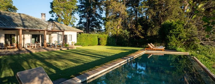 Beautiful pool on the grounds of a luxury bungalow hotel in Sri Lanka