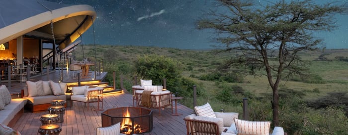  ? The boma terrace at night at Mahali Mzuri in Kenya 