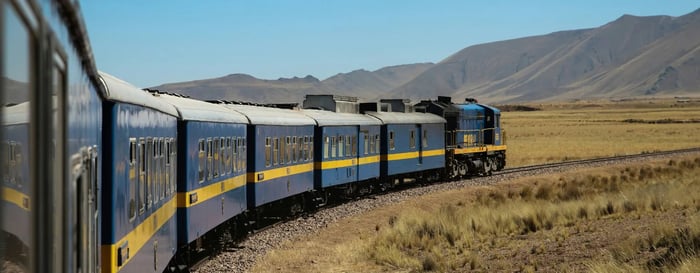  ? A train travelling through Peru's mountains 