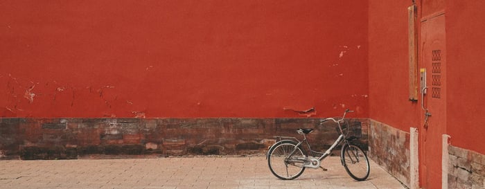  ? Bicycle by red wall, Luxury holiday China 