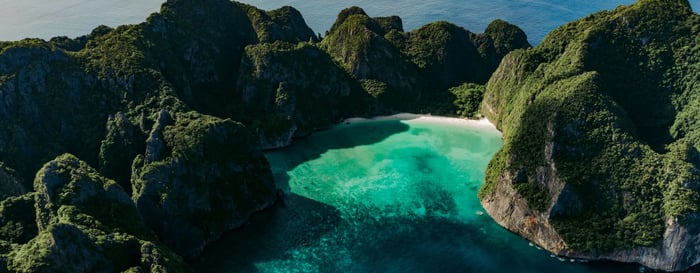 Aerial image of a remote Thai Island