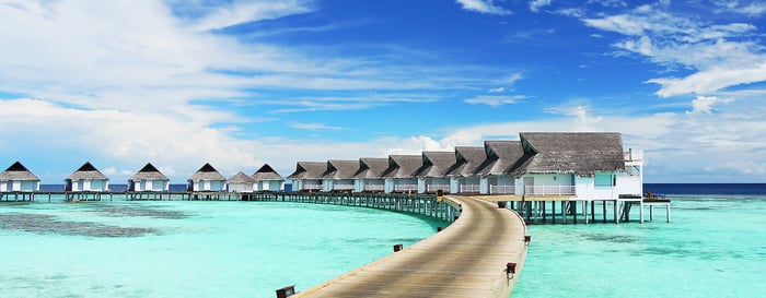 Water Villas (Bungalows) on the Perfect Tropical Island, Maldives