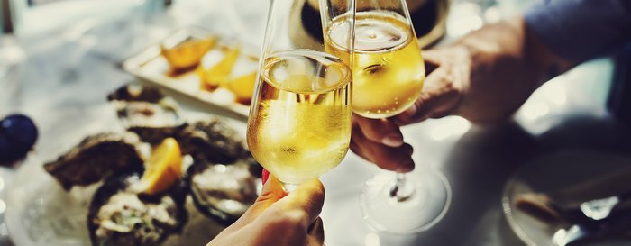 Champagne Celebration Toast and oysters