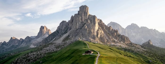 Dramatic mountains and landscape in the Dolomites Italy